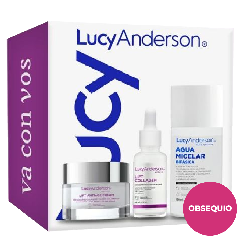 LUCY ANDERSON SET TRAVEL SIZE LIFT SKIN - CREMA ANTIAGE, CONCENTRADO Y AGUA MICELAR.